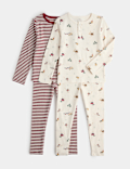 2 Pack Cotton Ski Stripe Pyjama Sets (1-8 Yrs)