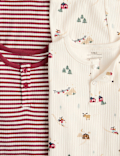 2 Pack Cotton Ski Stripe Pyjama Sets (1-8 Yrs)
