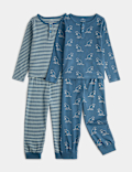 2 Pack Dino Stripe Ribbed Pyjama Sets (1-8 Yrs)