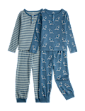 2 Pack Dino Stripe Ribbed Pyjama Sets (1-8 Yrs)