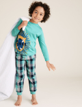 2pk Cotton Animal Slogan Pyjama Sets (1-7 Yrs)