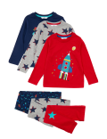 3 Pack Applique Rocket Pyjama Sets (1-7 Yrs)