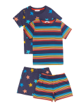 2pk Pure Cotton Rainbow Short Pyjama Sets
