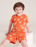 3pk Pure Cotton Animal Short Pyjama Set