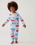 Pure Cotton Glow in the Dark Transport Pyjamas (1-8 Yrs)