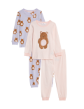 Pack of 2 Pure Cotton Ribbed Pajama Set