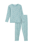 Cotton Rich Heart Ribbed Pyjamas (1-8 Yrs)