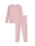 Cotton Rich Floral Ribbed Pyjamas (1-8 Yrs)