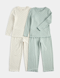 Heart Print Ribbed Long Sleeve Pyjama Set