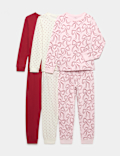 3 Pack Pure Cotton Bow Print Pyjama Sets (1-16 Yrs)