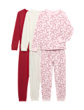 3 Pack Pure Cotton Bow Print Pyjama Sets (1-16 Yrs)