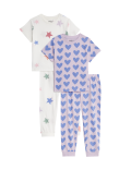 2pk Pure Cotton Heart and Star Pyjamas (1-8 Yrs)