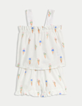Pure Cotton Ice Cream Print Pyjamas (1-8 Yrs)