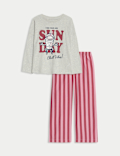 Pure Cotton Graphic Striped Pyjamas (1-8 Yrs)