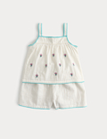 Pure Cotton Embroidered Short Pyjamas (1-8 Yrs)