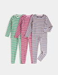 3 Pack Cotton Rich Ribbed Striped Pyjama Sets (1-8 Yrs)