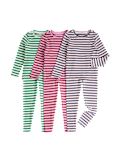 3 Pack Cotton Rich Ribbed Striped Pyjama Sets (1-8 Yrs)