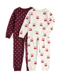 2 Pack Pure Cotton Cherry Pyjama Sets (0-8 Yrs)