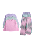 3 Pack Striped Heart Pocket Pyjama Sets (1-8 Yrs)