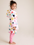 Fleece Heart Print Dressing Gown (1-7 Yrs)