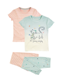 2 Pack Cotton Cat Print Pyjama Sets (1-7 Yrs)