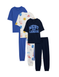 3pk Pure Cotton Varsity Print Pyjamas (6-16 Yrs)