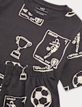 Pure Cotton Football Print Short Pyjamas (1-16 Yrs)