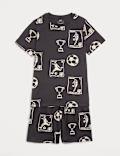 Pure Cotton Football Print Short Pyjamas (1-16 Yrs)