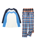 2pk Cotton Blend Raglan Checked Pyjama Sets (6-16 Yrs)