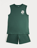 Cotton Rich Green Vest Pyjama Set (6-16 Yrs)
