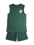 Cotton Rich Green Vest Pyjama Set (6-16 Yrs)