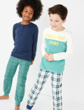 2 Pack Cotton Chill Out Slogan Pyjama Set