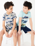 2 Pack Cotton Shark Short Pyjama Sets (6-16 Yrs)