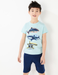 2 Pack Cotton Shark Short Pyjama Sets (6-16 Yrs)