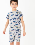 2 Pack Cotton Shark Short Pyjama Sets (6-16 Yrs)