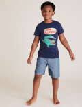 2pk Pure Cotton Alligator Short Pyjama Set (6-16 Yrs)