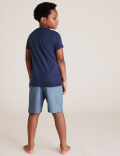2pk Pure Cotton Alligator Short Pyjama Set (6-16 Yrs)