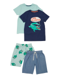 2pk Pure Cotton Alligator Short Pyjama Set (6-16 Yrs)