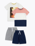 2pk Pure Cotton Patterned Short Pyjama Sets (6-16 Yrs)