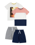 2pk Pure Cotton Patterned Short Pyjama Sets (6-16 Yrs)