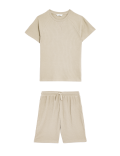 Cotton Blend Waffle Short Pyjama Set