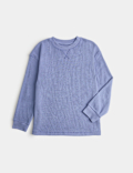 Waffle Crew Neck Pyjama Top (6-16 Yrs)