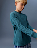 Waffle Crew Neck Pyjama Top (6-16 Yrs)