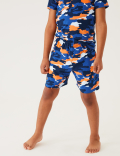 Cotton Camouflage Print Short Pyjamas (7-13 Yrs)
