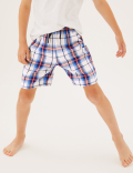 2pk Pure Cotton Check Pyjama Shorts (6-16 Yrs)