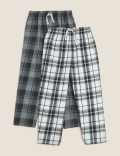 2pk Pure Cotton Check Pyjama Trousers (6-16 Yrs)