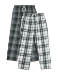 2pk Pure Cotton Check Pyjama Trousers (6-16 Yrs)