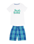 Pure Cotton Boss Slogan Short Pyjama Set