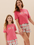 Pure Cotton Besties Slogan Short Pyjama Set