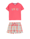 Pure Cotton Besties Slogan Short Pyjama Set